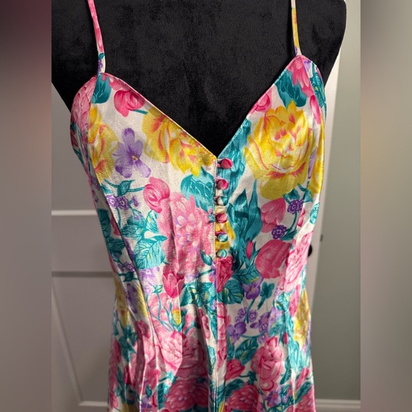 Vintage Pink Floral Babydoll Lingerie Y2K slip Dress 90s sleepwear nightie - Picture 2 of 7